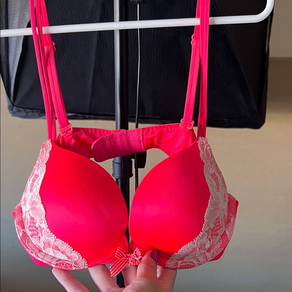 Victoria's Secret Bright Pink Bra with Lace Accents